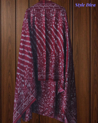 Winter Wear- Elegant Pashmina Floral Printed Winter Suit with Embroidered Neck