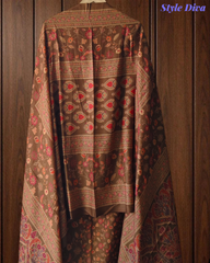 Winter Wear-Stunning Floral Pashmina Digital Print Un-Stitched Winter Suit Set