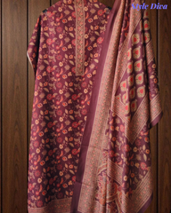 Winter Wear-Stunning Floral Pashmina Digital Print Un-Stitched Winter Suit Set