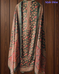 Winter Wear-Stunning Floral Pashmina Digital Print Un-Stitched Winter Suit Set