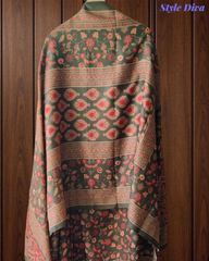 Winter Wear-Stunning Floral Pashmina Digital Print Un-Stitched Winter Suit Set