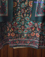 Winter Wear-Elegant Pashmina Floral Kantha Work Winter Suit Set