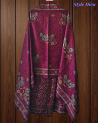 Winter Wear-Elegant Pashmina Floral Kantha Work Winter Suit Set