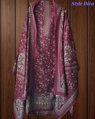Winter Wear-Graceful Floral Pashmina Digital Print Un-Stitched Winter Suit