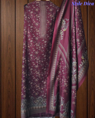 Winter Wear-Graceful Floral Pashmina Digital Print Un-Stitched Winter Suit