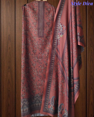 Winter Wear-Graceful Floral Pashmina Digital Print Un-Stitched Winter Suit