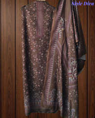 Winter Wear-Graceful Floral Pashmina Digital Print Un-Stitched Winter Suit
