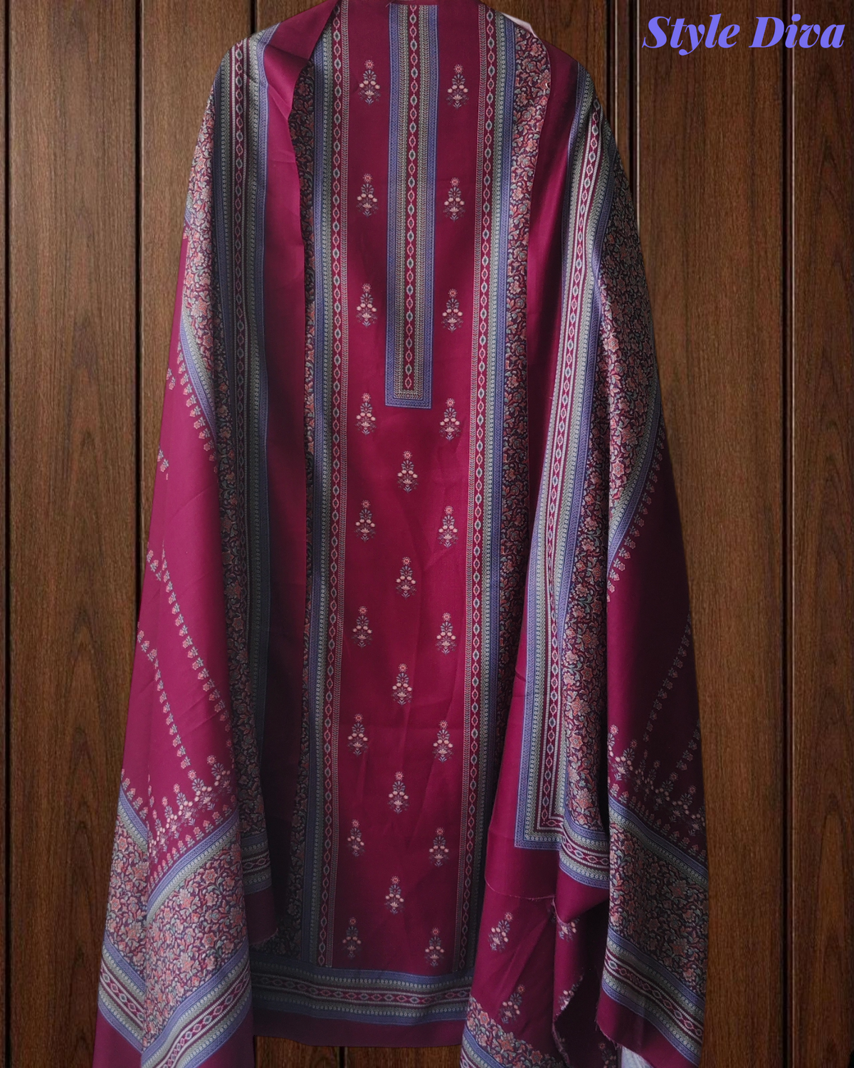 Winter Wear-Premium Pashmina Floral Digital Printed Winter Un-Stitched Suit Set