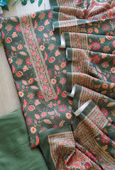 Winter Wear-Stunning Floral Pashmina Digital Print Un-Stitched Winter Suit Set