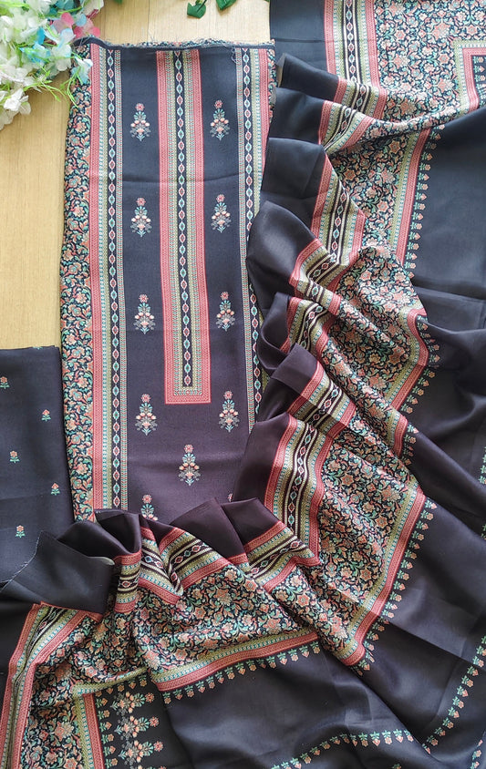 Winter Wear-Premium Pashmina Floral Digital Printed Winter Un-Stitched Suit Set