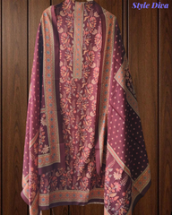 Winter Wear-Stunning Floral Pashmina Digital Print Un-Stitched Winter Suit Set