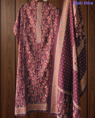 Winter Wear-Stunning Floral Pashmina Digital Print Un-Stitched Winter Suit Set