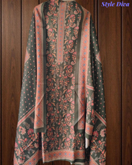 Winter Wear-Stunning Floral Pashmina Digital Print Un-Stitched Winter Suit Set