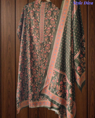 Winter Wear-Stunning Floral Pashmina Digital Print Un-Stitched Winter Suit Set