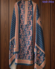 Winter Wear-Stunning Floral Pashmina Digital Print Un-Stitched Winter Suit Set