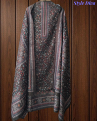 (Mehndi Green)Winter Wear-Graceful Floral Pashmina Digital Print Un-Stitched Winter Suit