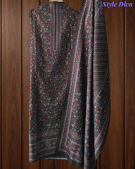 (Mehndi Green)Winter Wear-Graceful Floral Pashmina Digital Print Un-Stitched Winter Suit