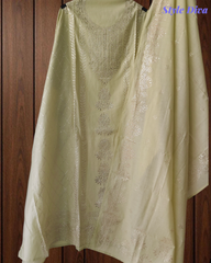 Premium Mul Chanderi Un-Stitched Suit with Rich Mukesh Embellishment