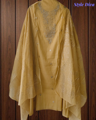 Graceful Mul Chanderi Suit with Pita & Mukesh Handwork