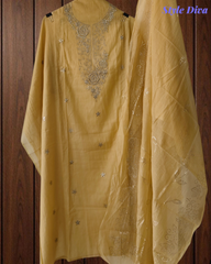 Graceful Mul Chanderi Suit with Pita & Mukesh Handwork