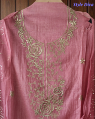 Graceful Mul Chanderi Suit with Pita & Mukesh Handwork