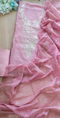 Graceful Mul Chanderi Suit with Pita & Mukesh Handwork