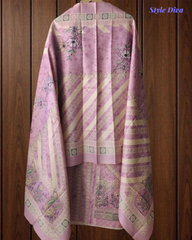 (Pink)Winter Wear- Elegant Self Embroidery Pashmina Floral Printed Winter Suit Set