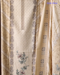 (Yellow )Winter Wear- Elegant Self Embroidery Pashmina Floral Printed Winter Suit Set