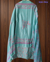 Graceful Modal Kurta Suit with Aari Work & Scalloped Organza Dupatta