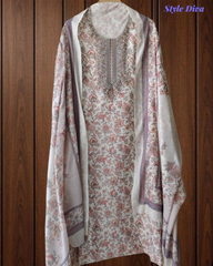 Graceful Modal Kurta Suit with Aari Work & Scalloped Organza Dupatta