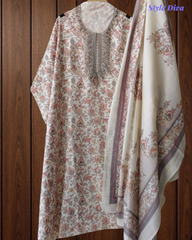 Graceful Modal Kurta Suit with Aari Work & Scalloped Organza Dupatta