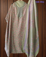 Winter Wear- Timeless Kashmiri Embroidered Pashmina Un-Stitched Suit