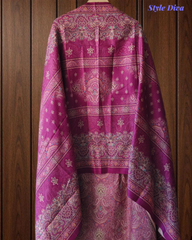 Graceful Modal Kurta Suit with Aari Work & Scalloped Organza Dupatta