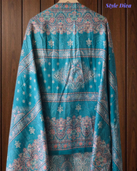 Winter Wear- Elegant Floral Pashmina Suit with Embroidered Daman Un-Stitched Suit