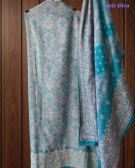 Winter Wear- Elegant Floral Pashmina Suit with Embroidered Daman Un-Stitched Suit