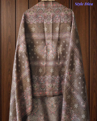 Winter Wear- Elegant Floral Pashmina Suit with Embroidered Daman Un-Stitched Suit
