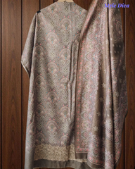 Winter Wear- Elegant Floral Pashmina Suit with Embroidered Daman Un-Stitched Suit