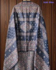 Winter Wear- Elegant Floral Pashmina Suit with Embroidered Daman Un-Stitched Suit