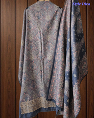 Winter Wear- Elegant Floral Pashmina Suit with Embroidered Daman Un-Stitched Suit