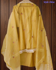 Graceful Modal Kurta Suit with Aari Work & Scalloped Organza Dupatta