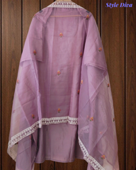 Graceful Modal Kurta Suit with Aari Work & Scalloped Organza Dupatta