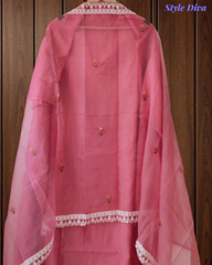 Graceful Modal Kurta Suit with Aari Work & Scalloped Organza Dupatta