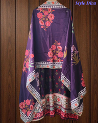 Graceful Muslin Semi-Stitched Suit with Pita Work Accents