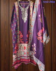 Graceful Muslin Semi-Stitched Suit with Pita Work Accents