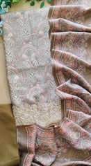 Winter Wear- Elegant Floral Pashmina Suit with Embroidered Daman Un-Stitched Suit