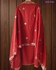 Premium Mul Chanderi Party Wear Un-Stitched Suit with All-Over Pita Work