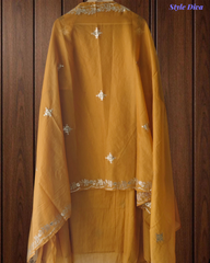 Premium Mul Chanderi Party Wear Un-Stiyched Suit with All-Over Pita Work