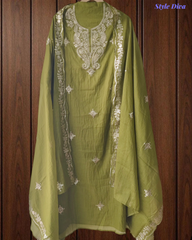 Premium Mul Chanderi Party Wear Un-Stitched Suit with All-Over Pita Work