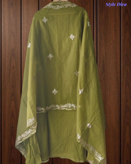 Premium Mul Chanderi Party Wear Un-Stitched Suit with All-Over Pita Work