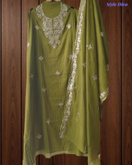 Premium Mul Chanderi Party Wear Un-Stitched Suit with All-Over Pita Work